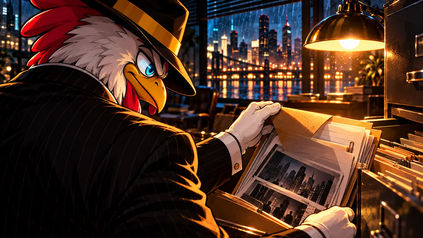 Chuck opens the next folder at his investigation desk.